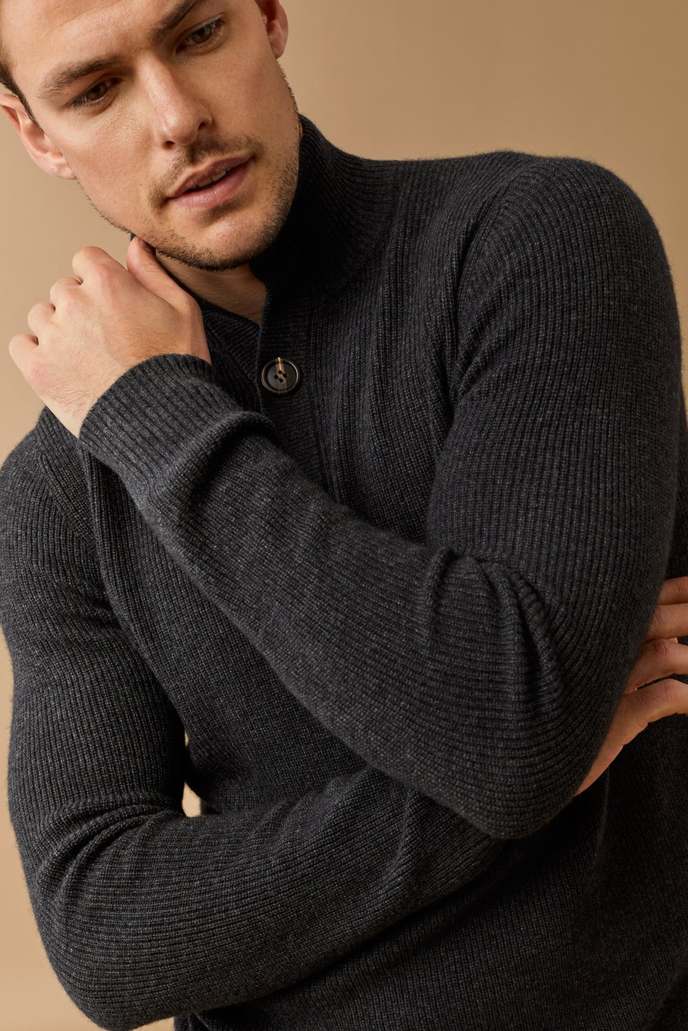 Men's Chunky High Neck Soft Goat Online Cashmere Russian Style High Quality Men's Winter Camel Wool Cashmere