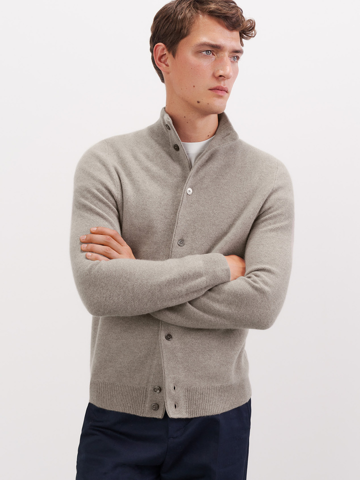 Men's Waffle Knit Cardigan - Soft Goat 