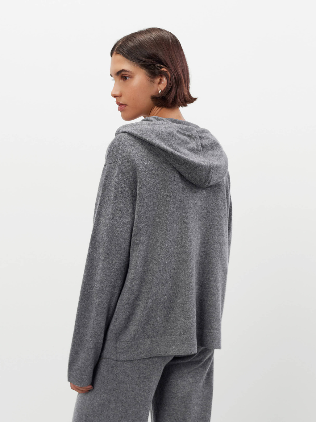 womens grey cashmere hoodie
