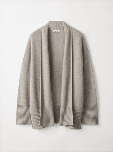 Oversize Cardigan - Tops - Greige | Soft Goat
