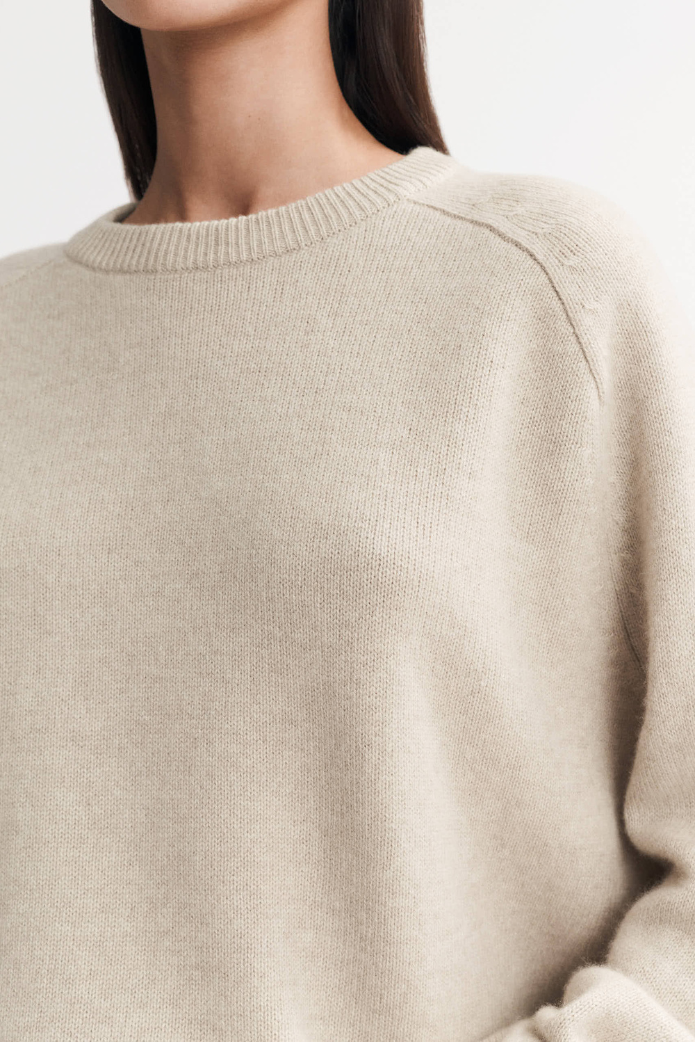 Boyfriend Crewneck - Tops - Natural Sand | Soft Goat