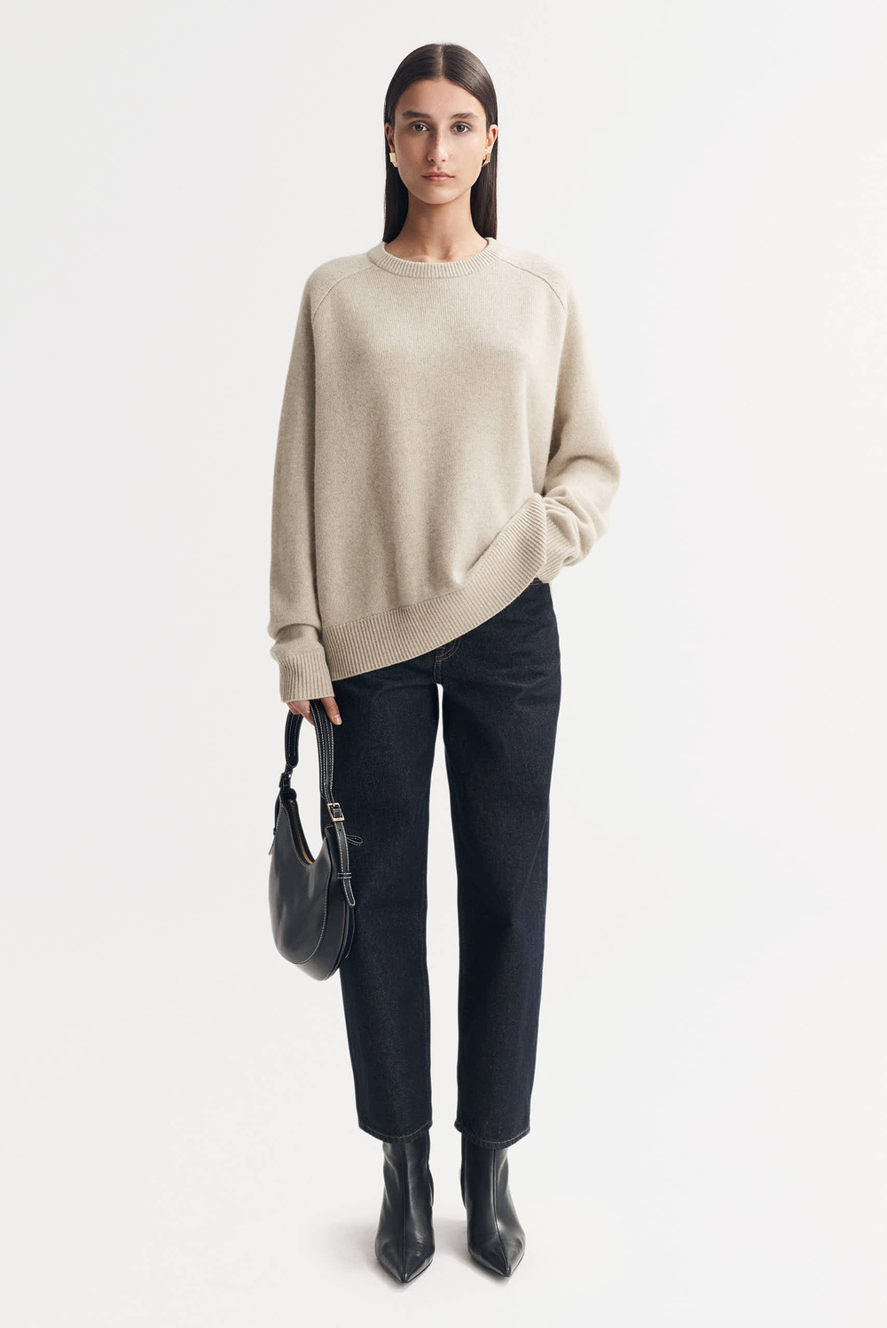 Boyfriend Crewneck - Tops - Natural Sand | Soft Goat