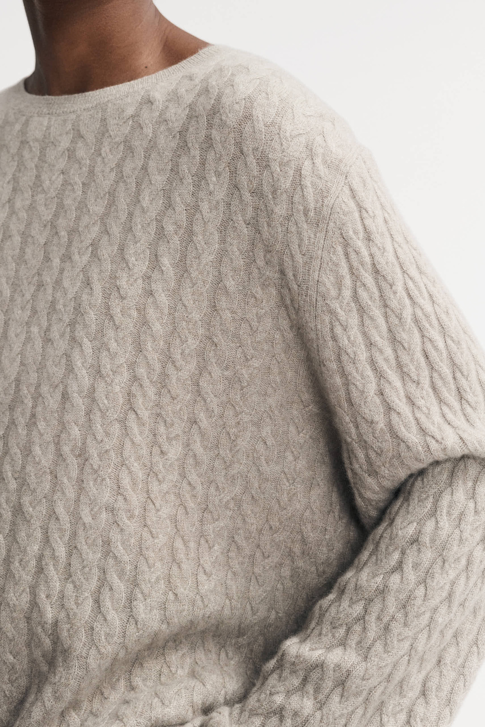 トップス efu cable knit Oversize Cable Knit - Tops - Feather White | Soft Goat