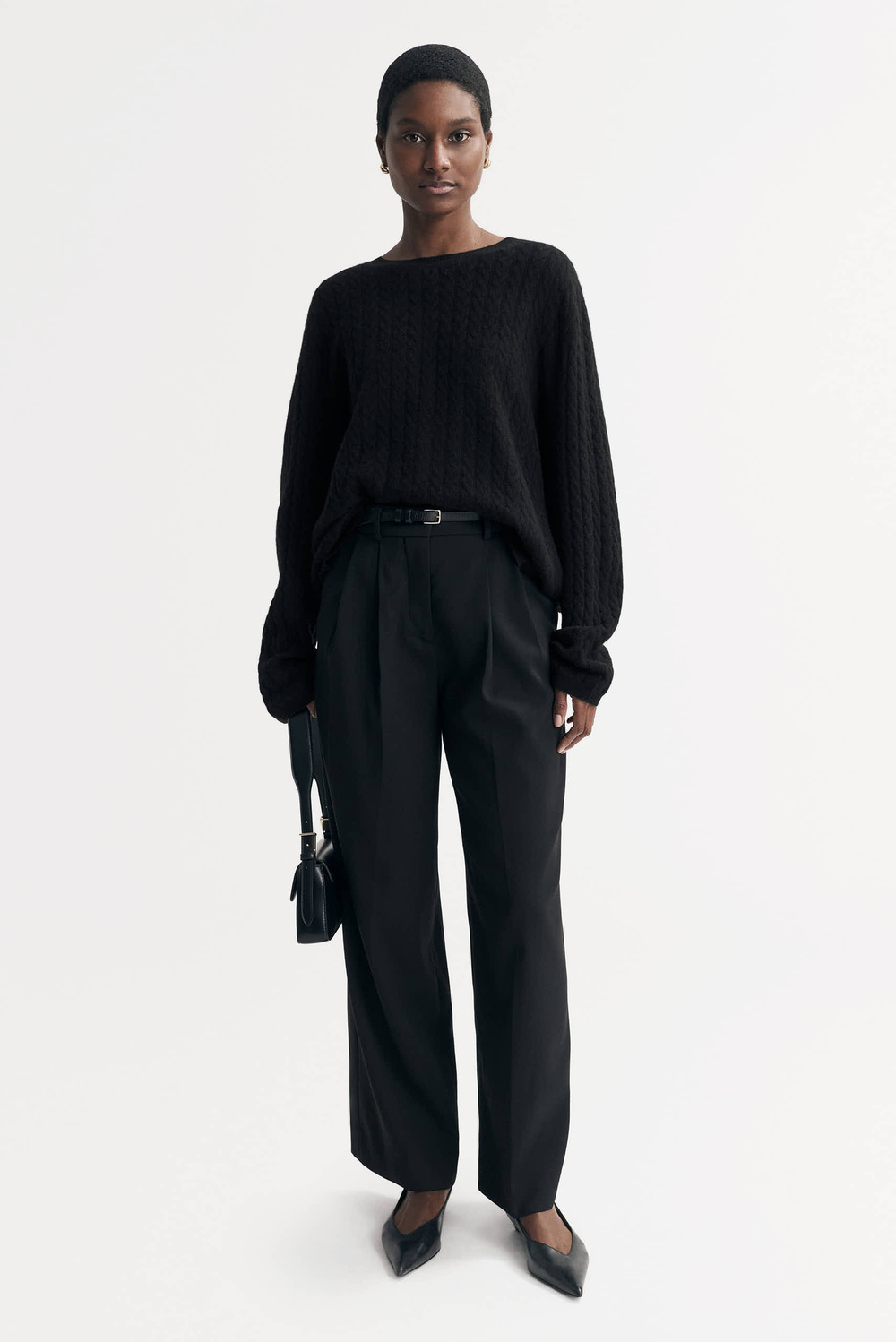 Oversize Cable Knit - Tops - Greige | Soft Goat