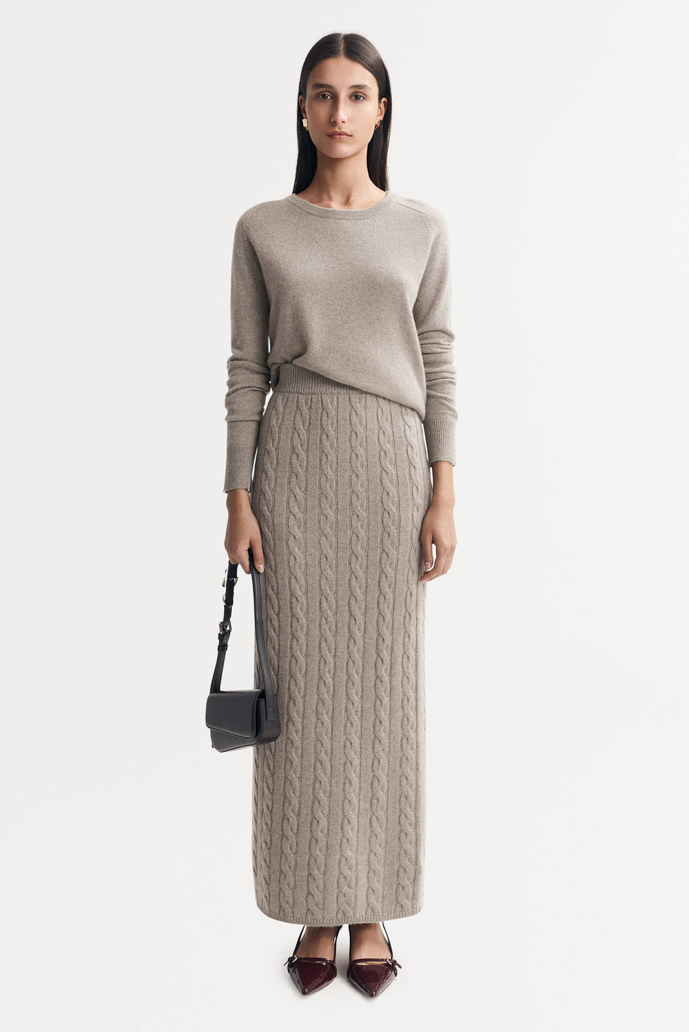 スカート Soft Goat Long Mocha-coloured brushed cashmere skirt Soft Goat Long Mocha-Coloured Brushed Skirt – BALTINI