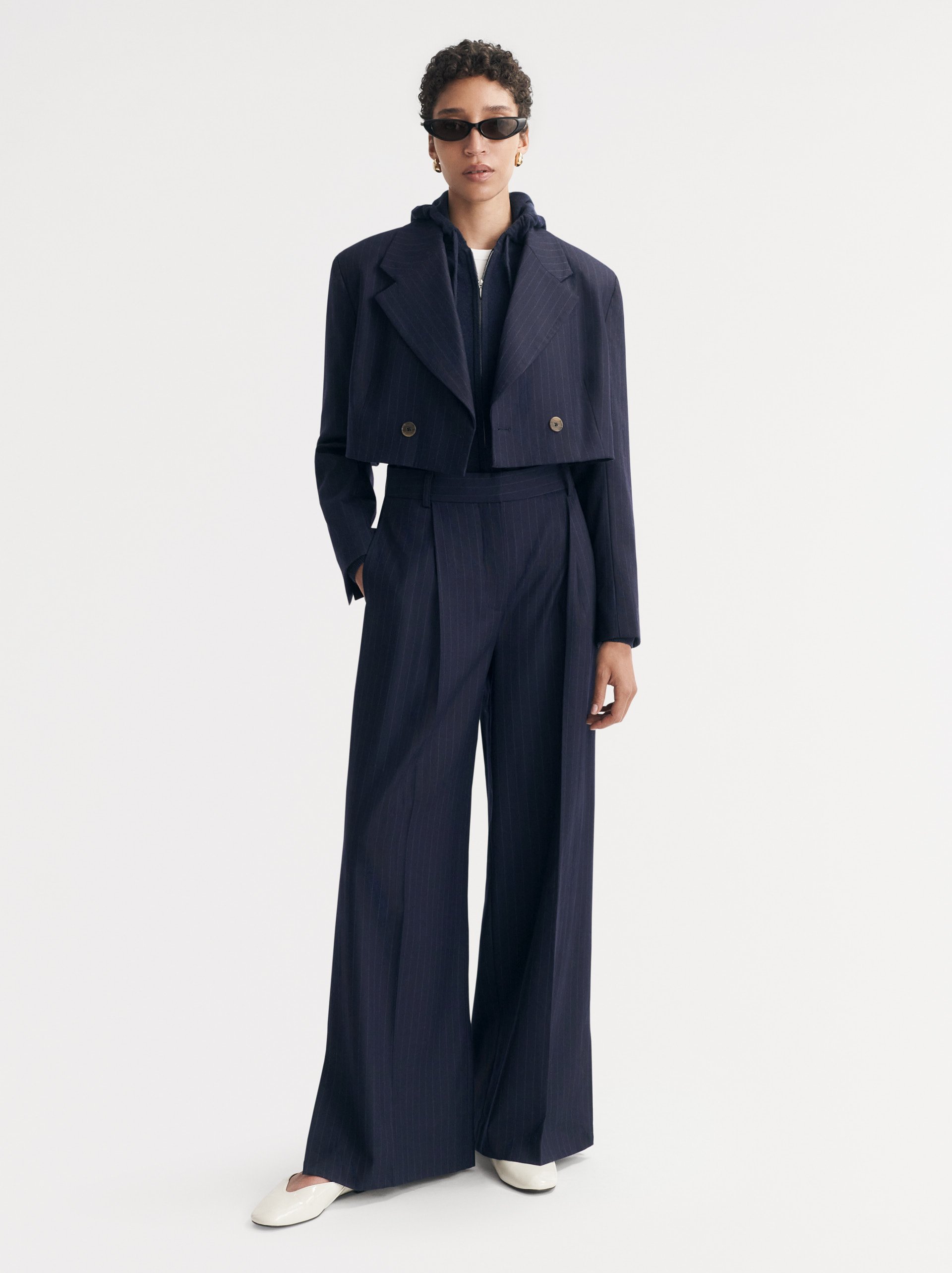 Pinstripe Pants Navy 2