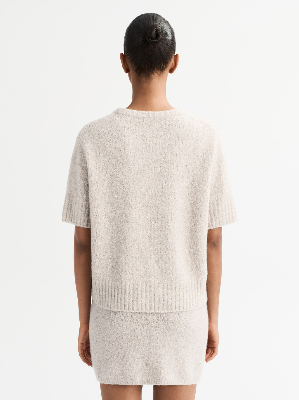 Short Sleeve Boucle - Tops - Greige | Soft Goat