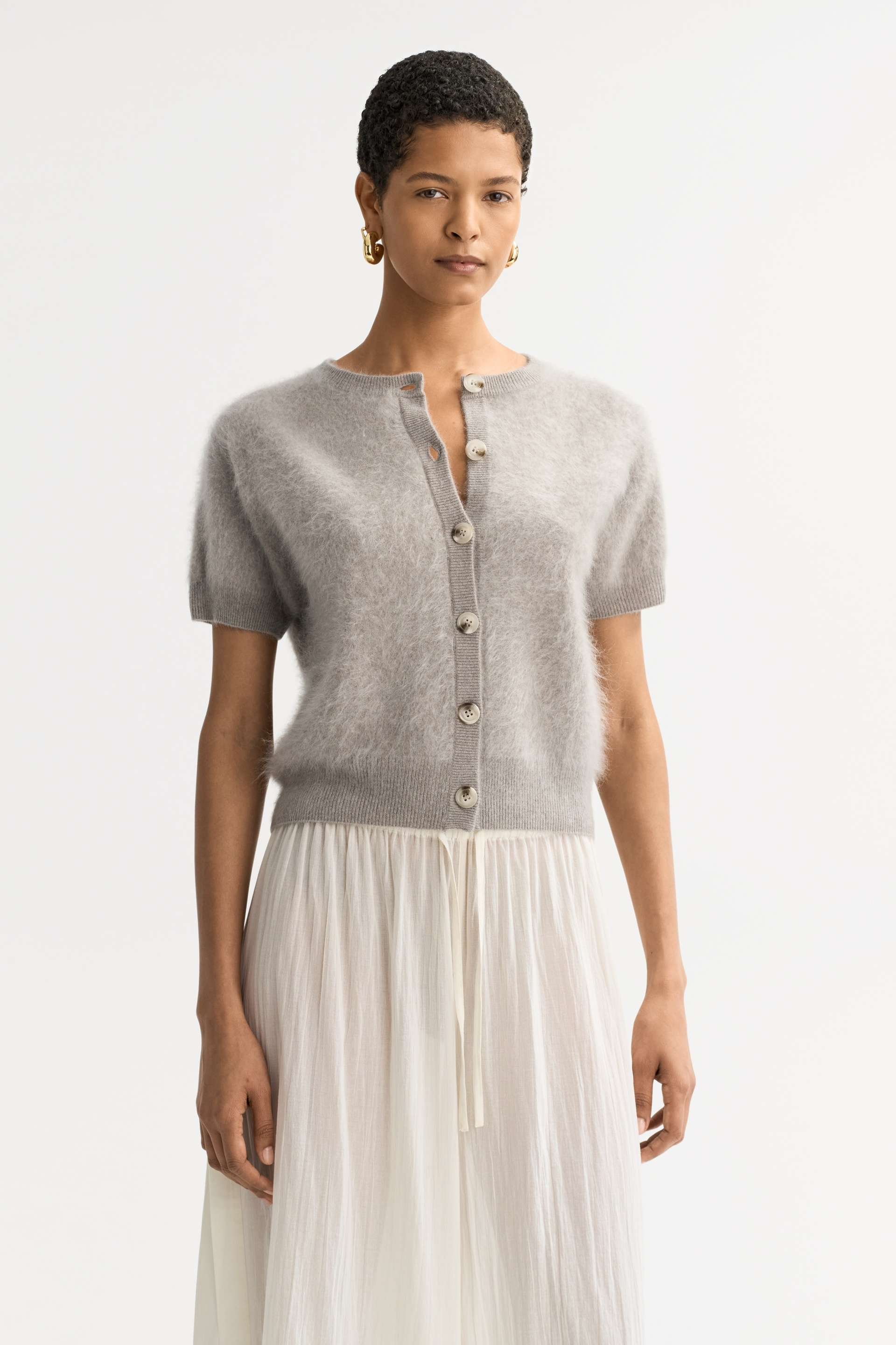 Brushed short sleeve cardigan 2