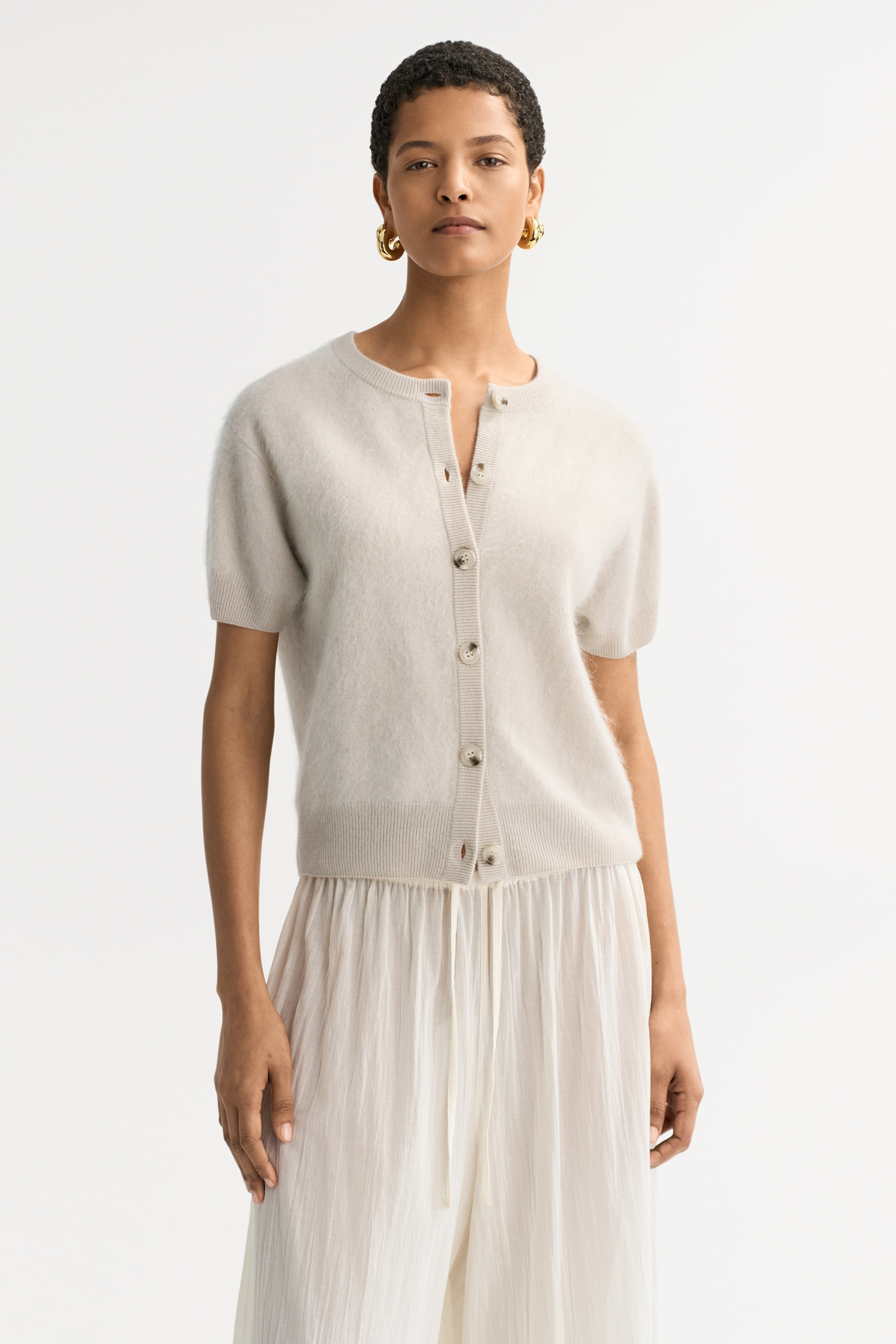 Brushed short sleeve cardigan 2