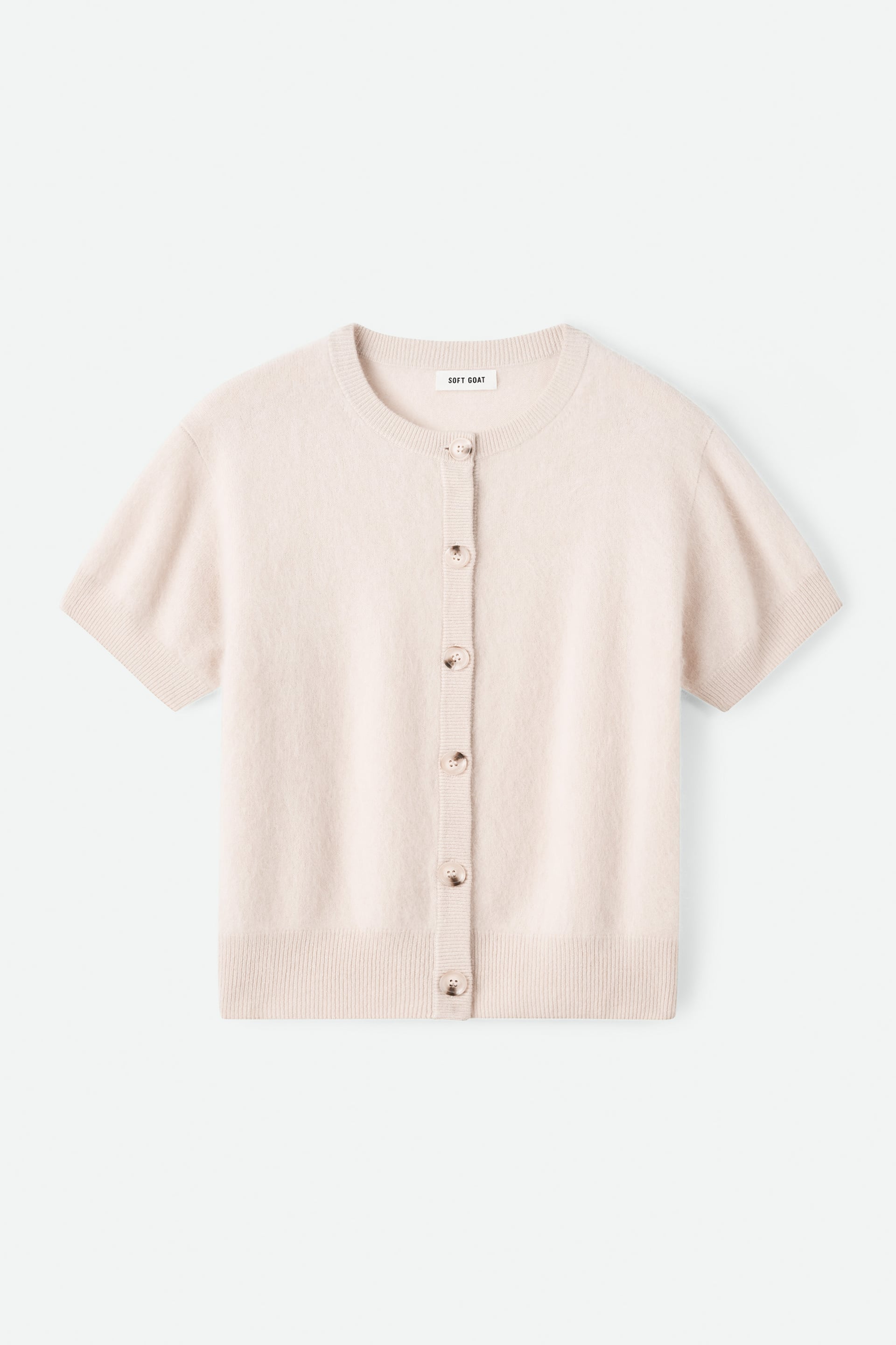 Brushed short sleeve cardigan Powder 1