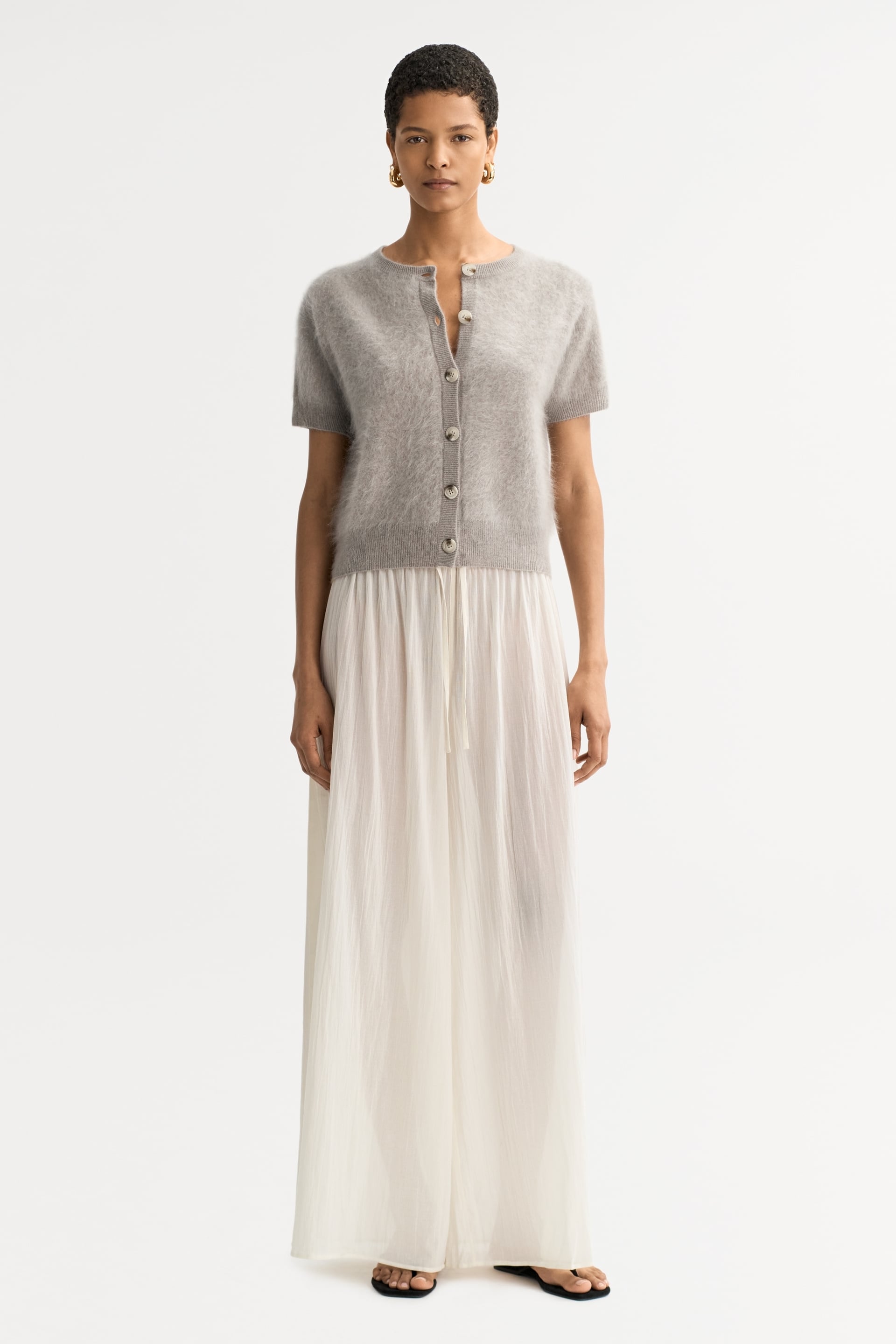 Brushed short sleeve cardigan 0