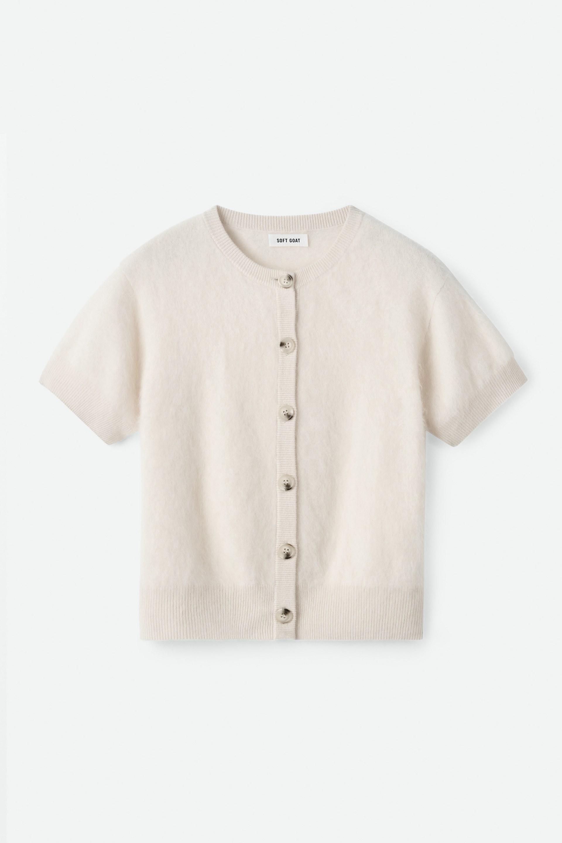 Brushed short sleeve cardigan Chalk 1