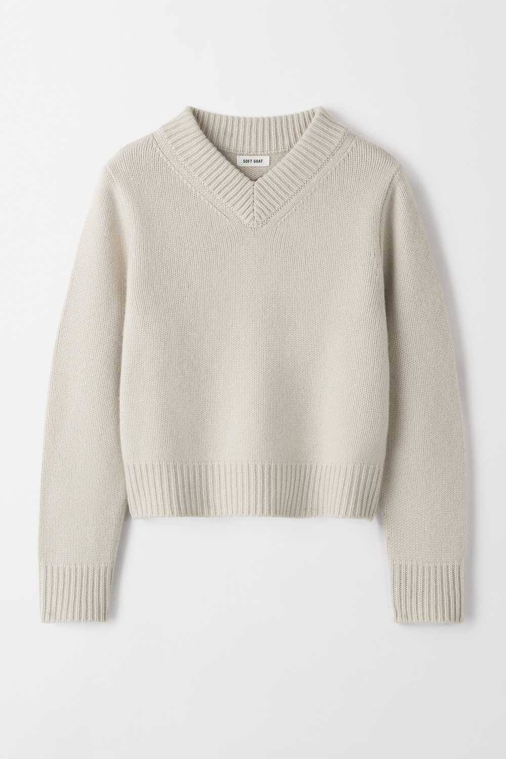 Light grey melange Oversized sweatshirt with V-neckline