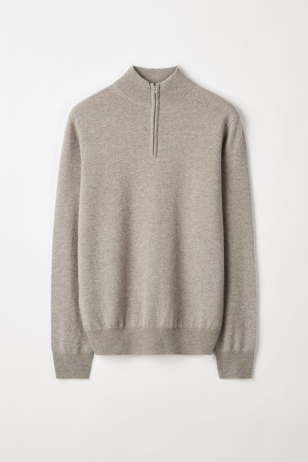 Men's Half Zip - Zipper - Greige | Soft Goat