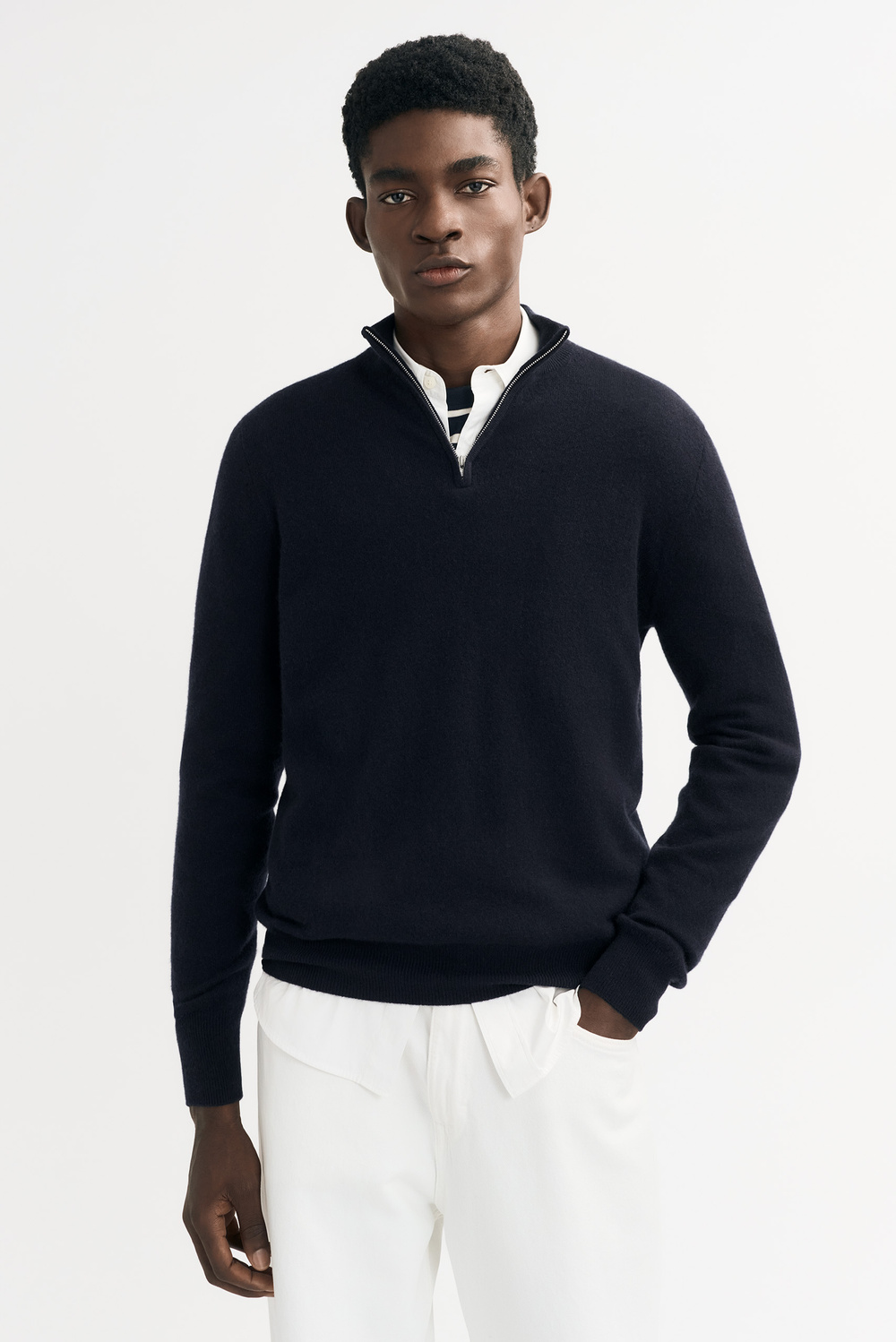 Men's Half Zip - Zipper - Greige | Soft Goat