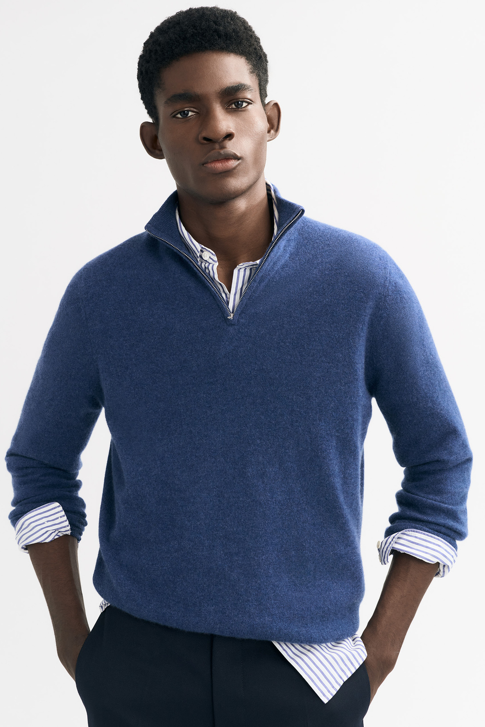 【riAndco】[M] Goat Half Zip-up Goat Half Zip-up Navy - riandco | 60% - Asian Fashion Online
