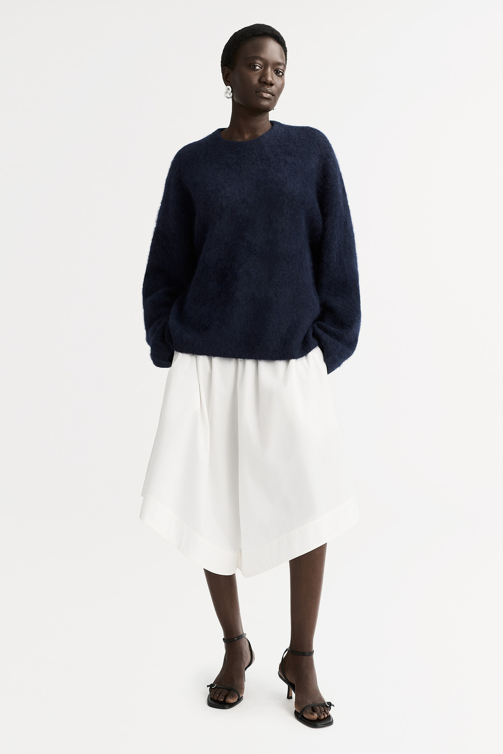 INSCRIRE Alpaca Crrew-Neck Pullove ネイビー Men's Alpaca wool Sweater with crew neck 