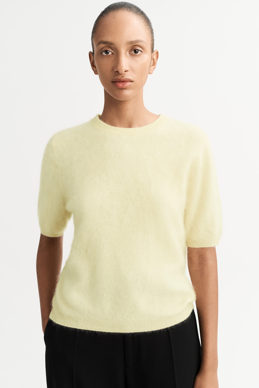 Brushed Short Sleeve - Shortsleeves - Greige | Soft Goat