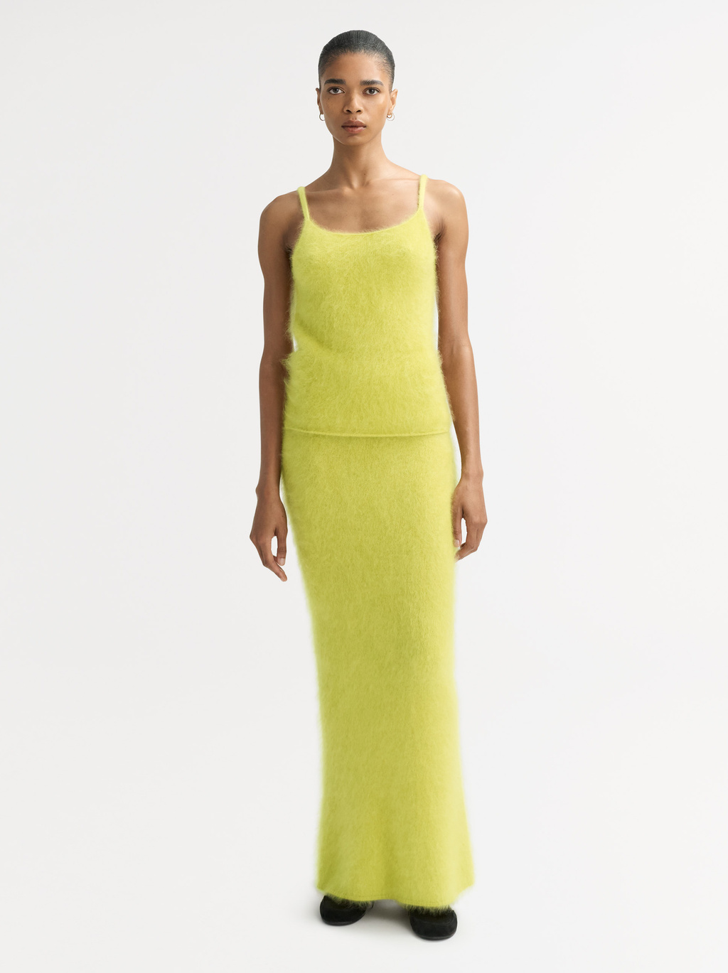 スカート Soft Goat Long Lime-coloured brushed cashmere skirt Brushed Skirt - Skirts - Lime | Soft Goat