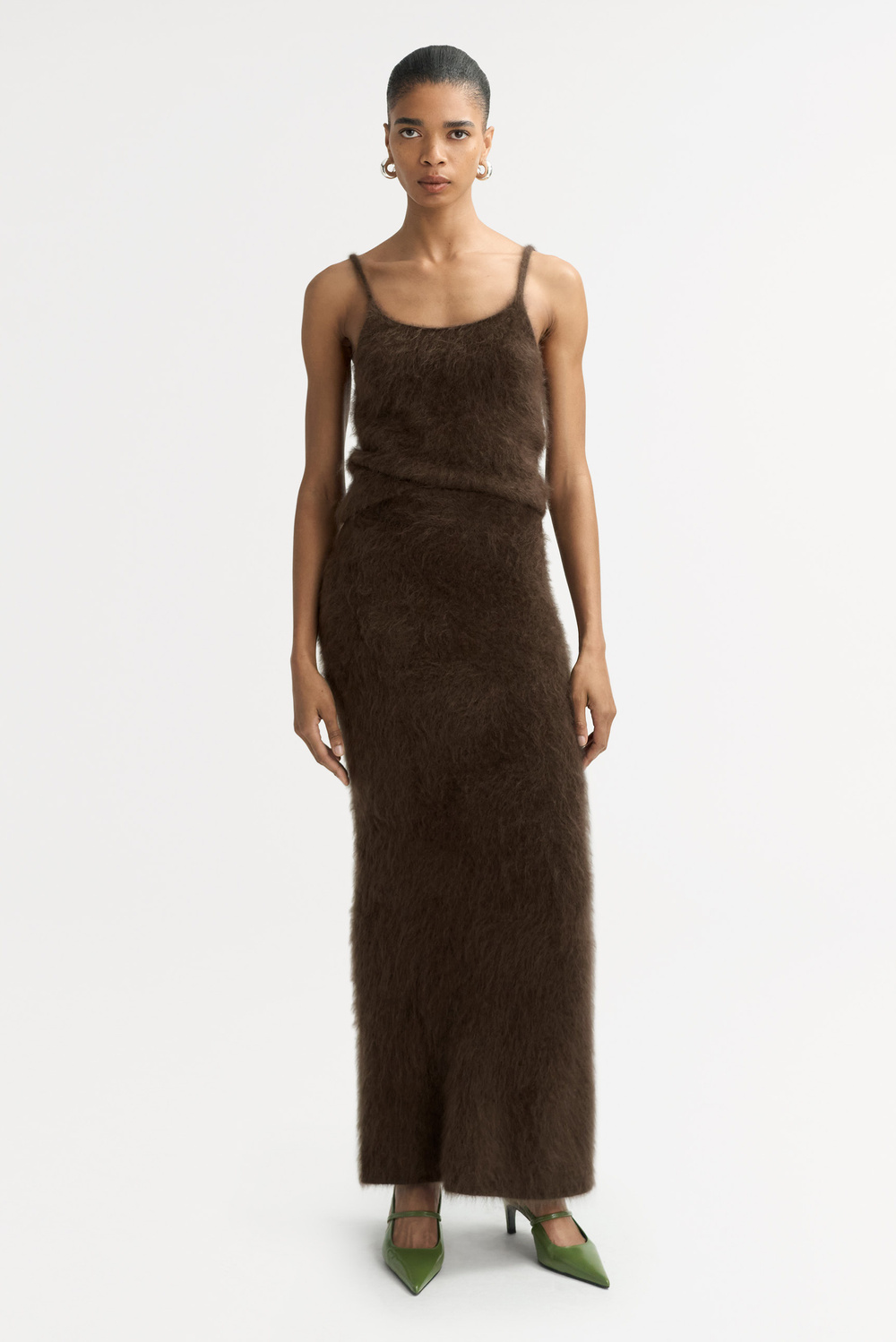スカート Soft Goat Long Mocha-coloured brushed cashmere skirt Brushed Skirt - Skirts - Mocha | Soft Goat