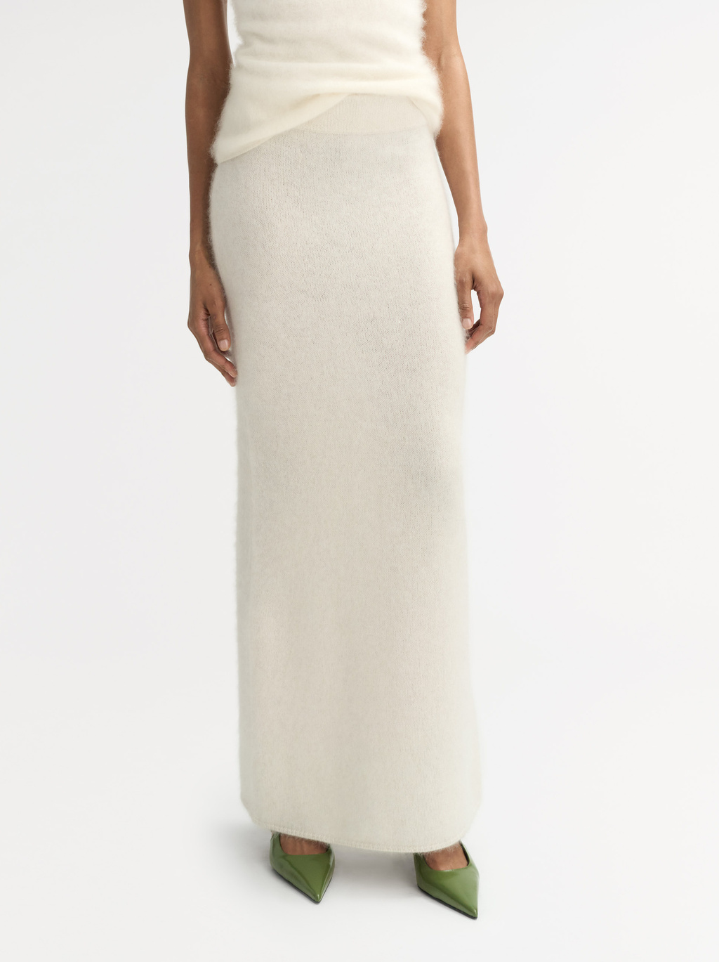 スカート Soft Goat Long Lime-coloured brushed cashmere skirt Soft Goat Long Lime-coloured brushed cashmere skirt | TheDoubleF