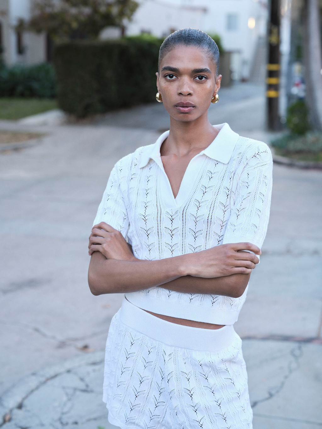 Crochet Pique - Tops - Black | Soft Goat