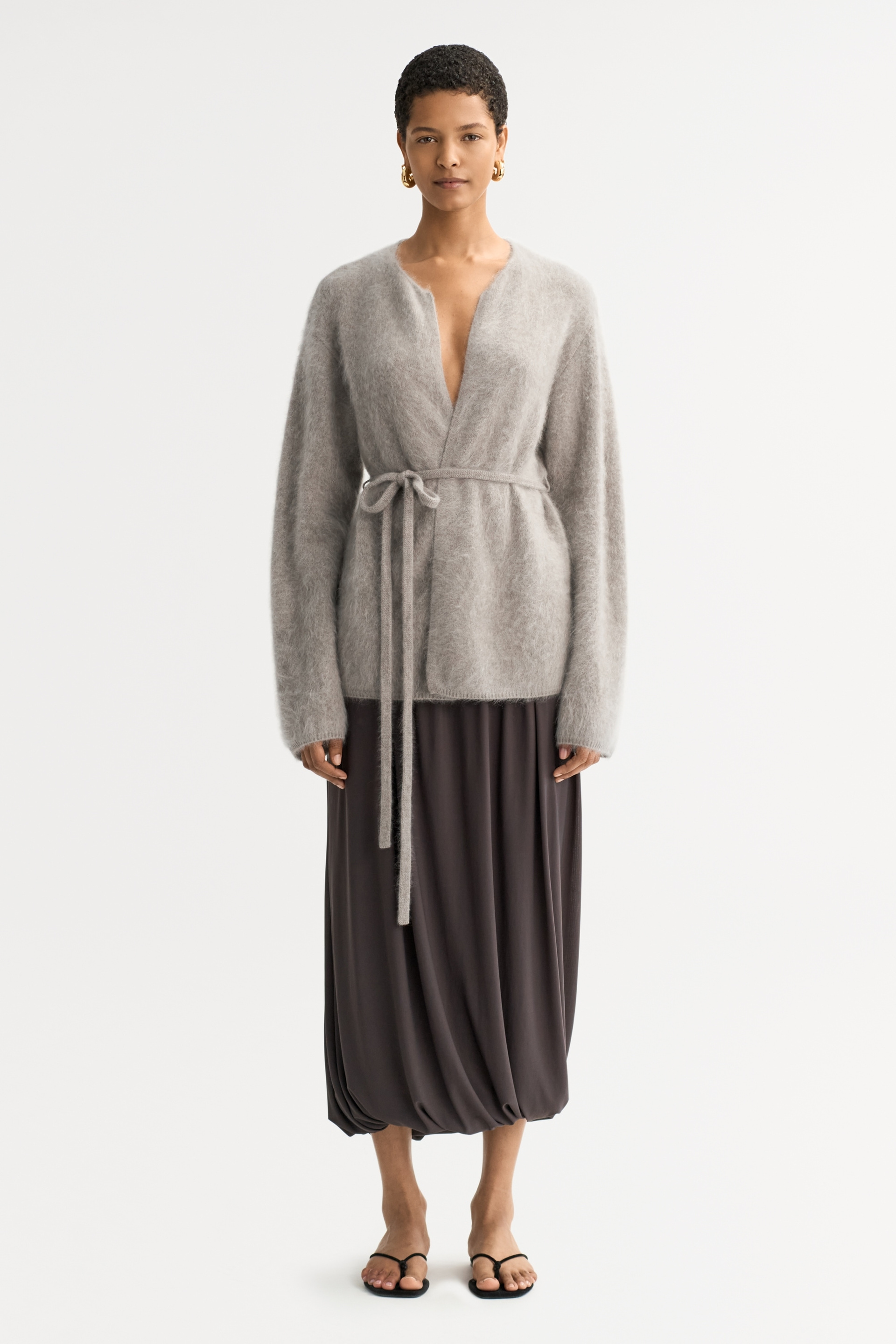 Brushed cardigan Greige 2