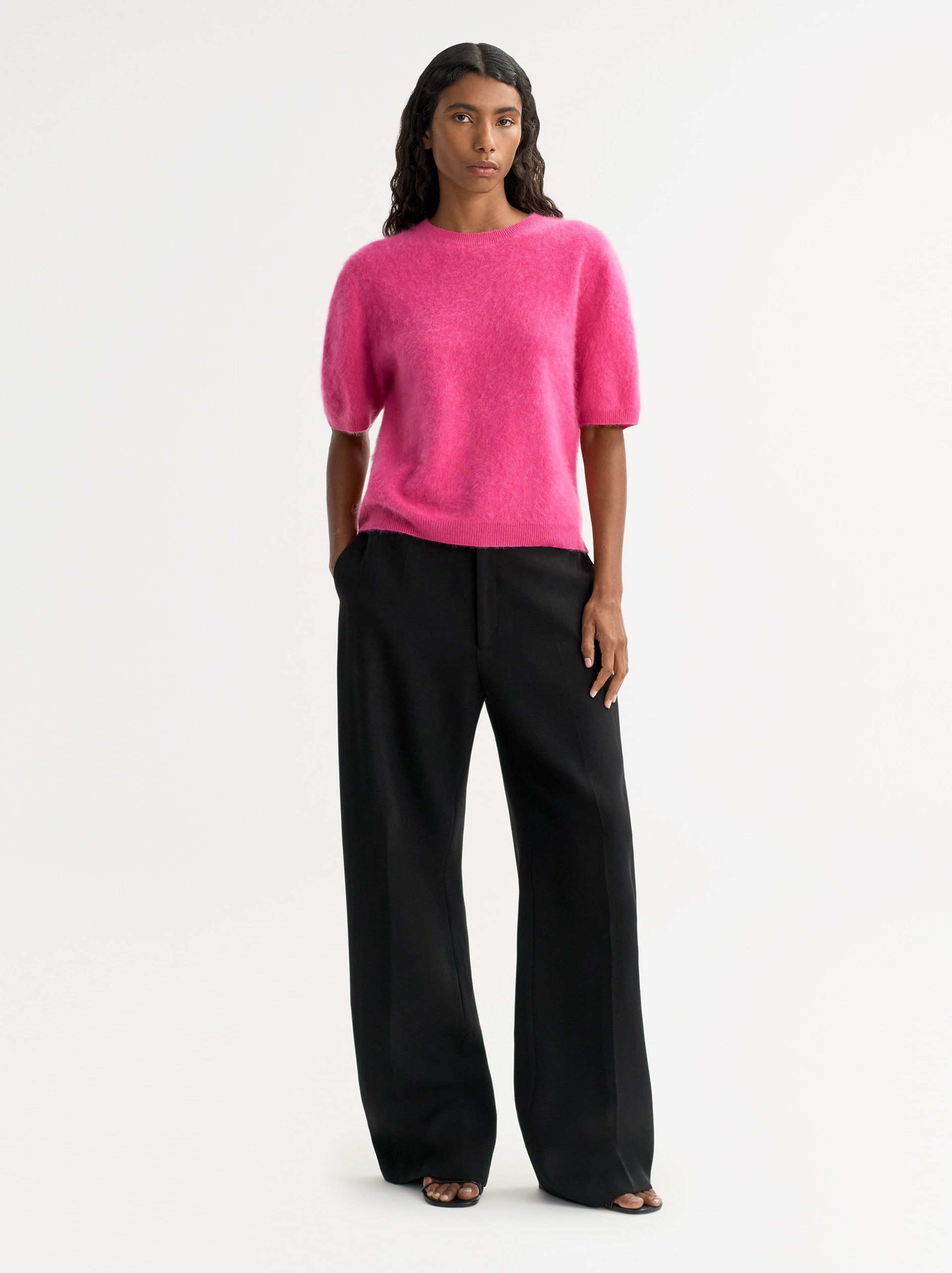 Brushed Short Sleeve Fuchsia 2