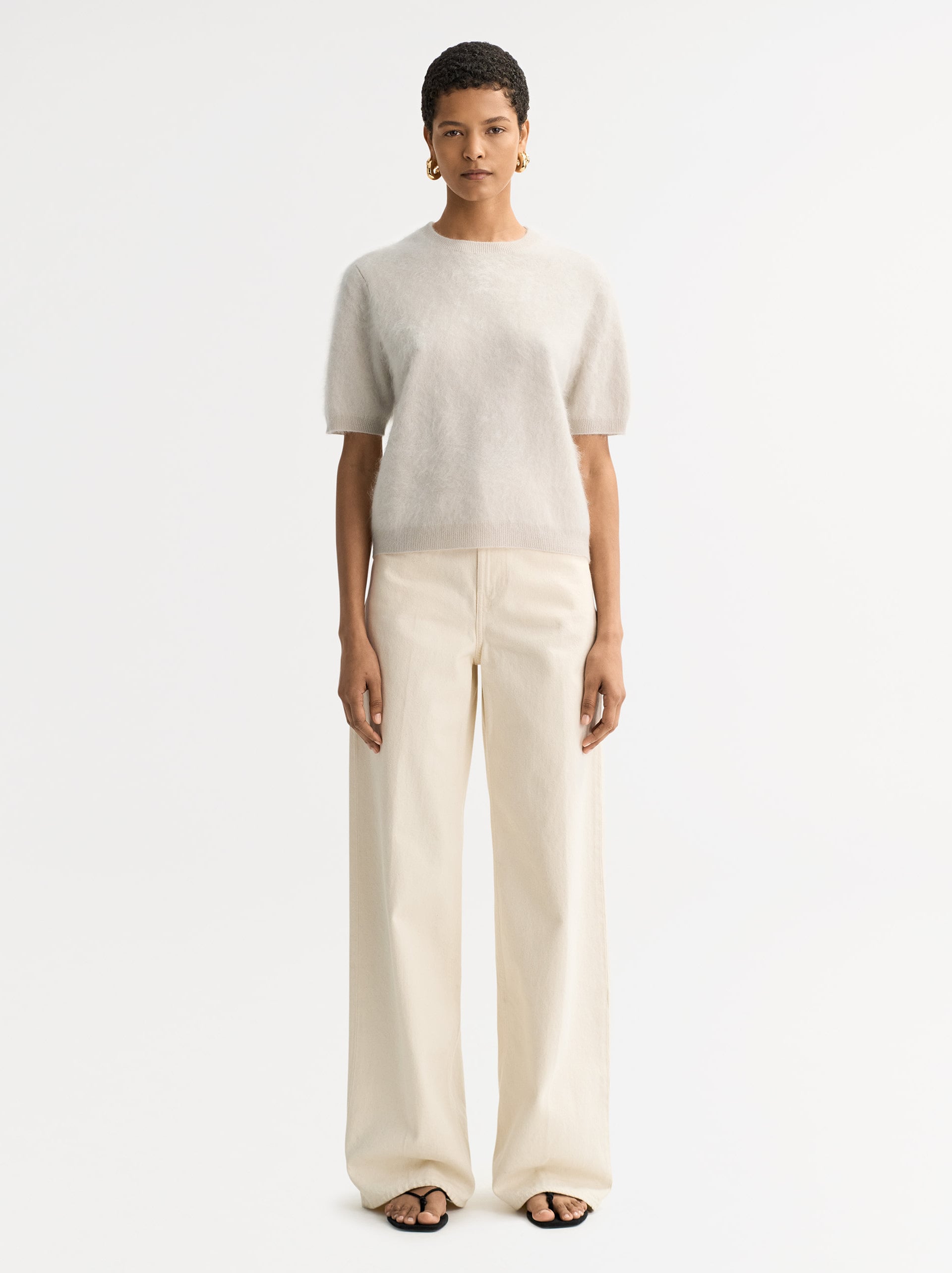 Brushed short sleeve Chalk 2