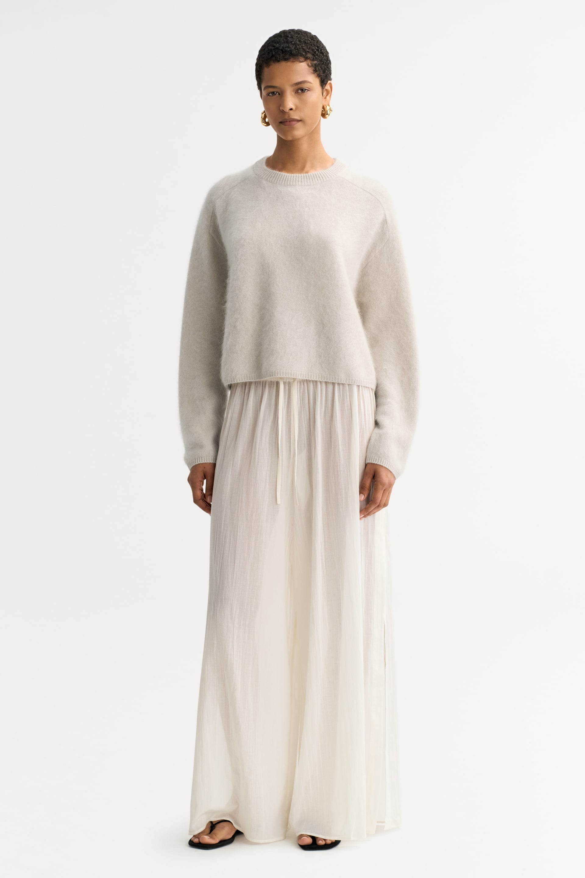 Brushed crewneck Chalk 2