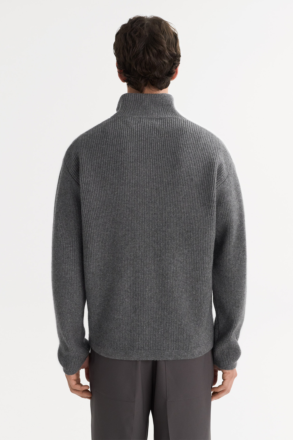 Men's Chunky Full Zip - Zipper - Mocha | Soft Goat