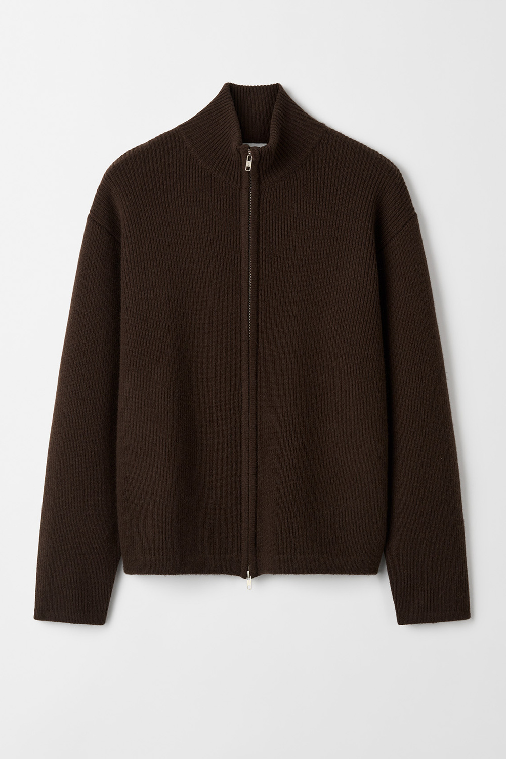 Men's Chunky Full Zip - Zipper - Mocha | Soft Goat