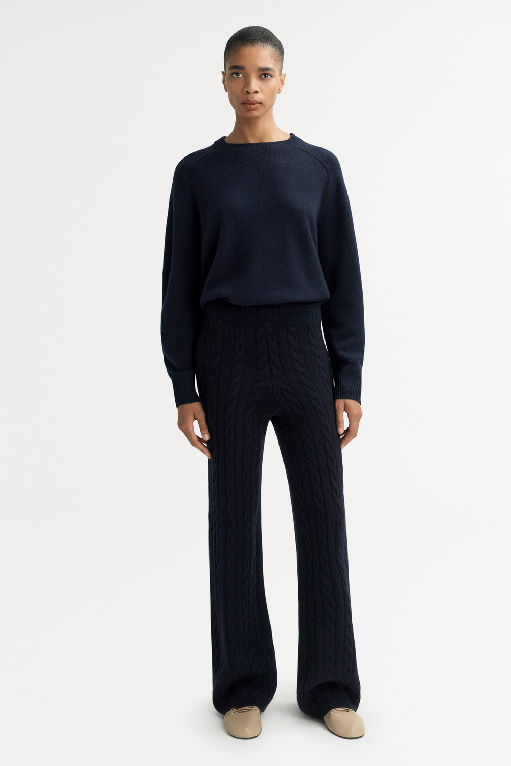 Cable knit pants - Pants - Chalk | Soft Goat