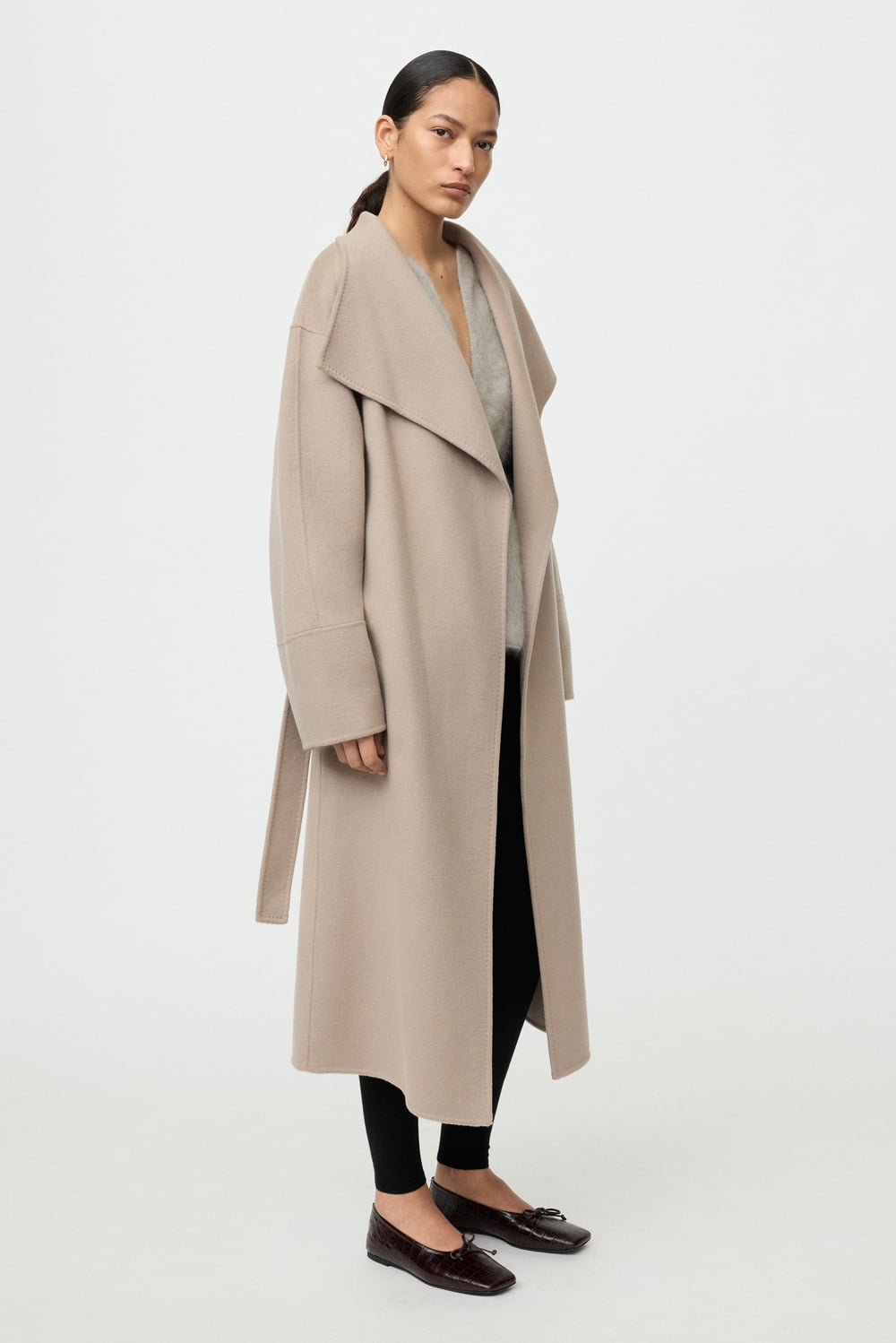 Long coat - Jackets & Coats - Dark Sand | Soft Goat
