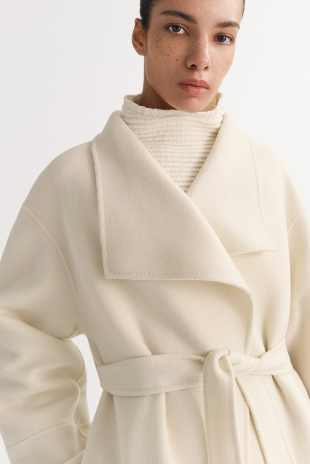 Long coat - Jackets & Coats - Feather White | Soft Goat