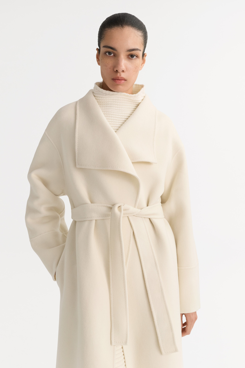 Long coat - Jackets & Coats - Dark Sand | Soft Goat