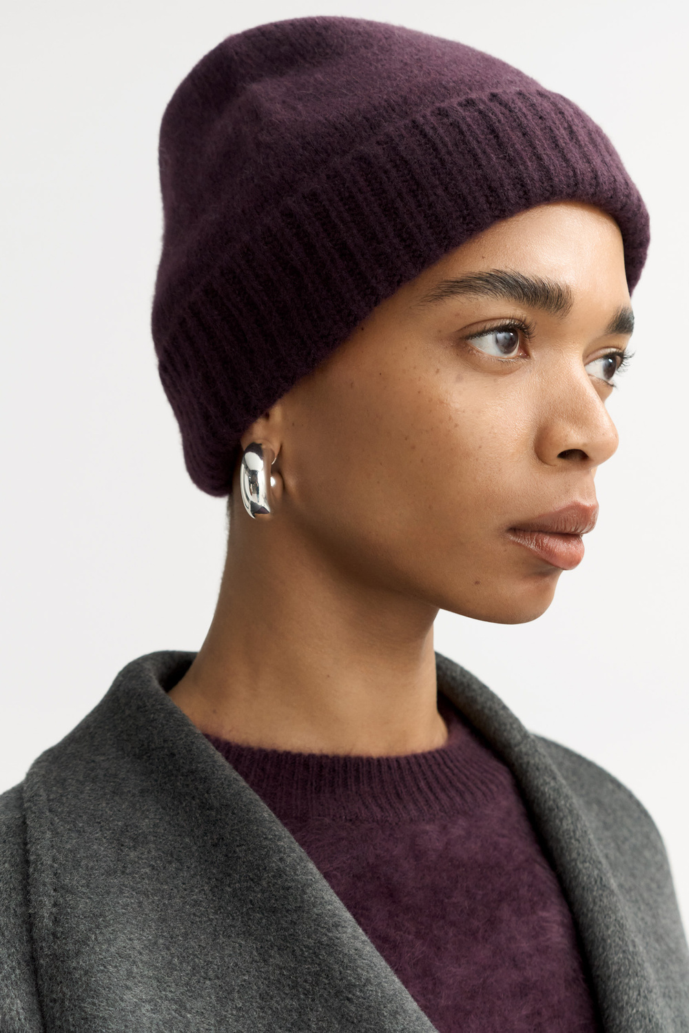 chiiiibag チーバッグ Knit Beanie gray Rib knit wool hat in grey | GUCCI® US