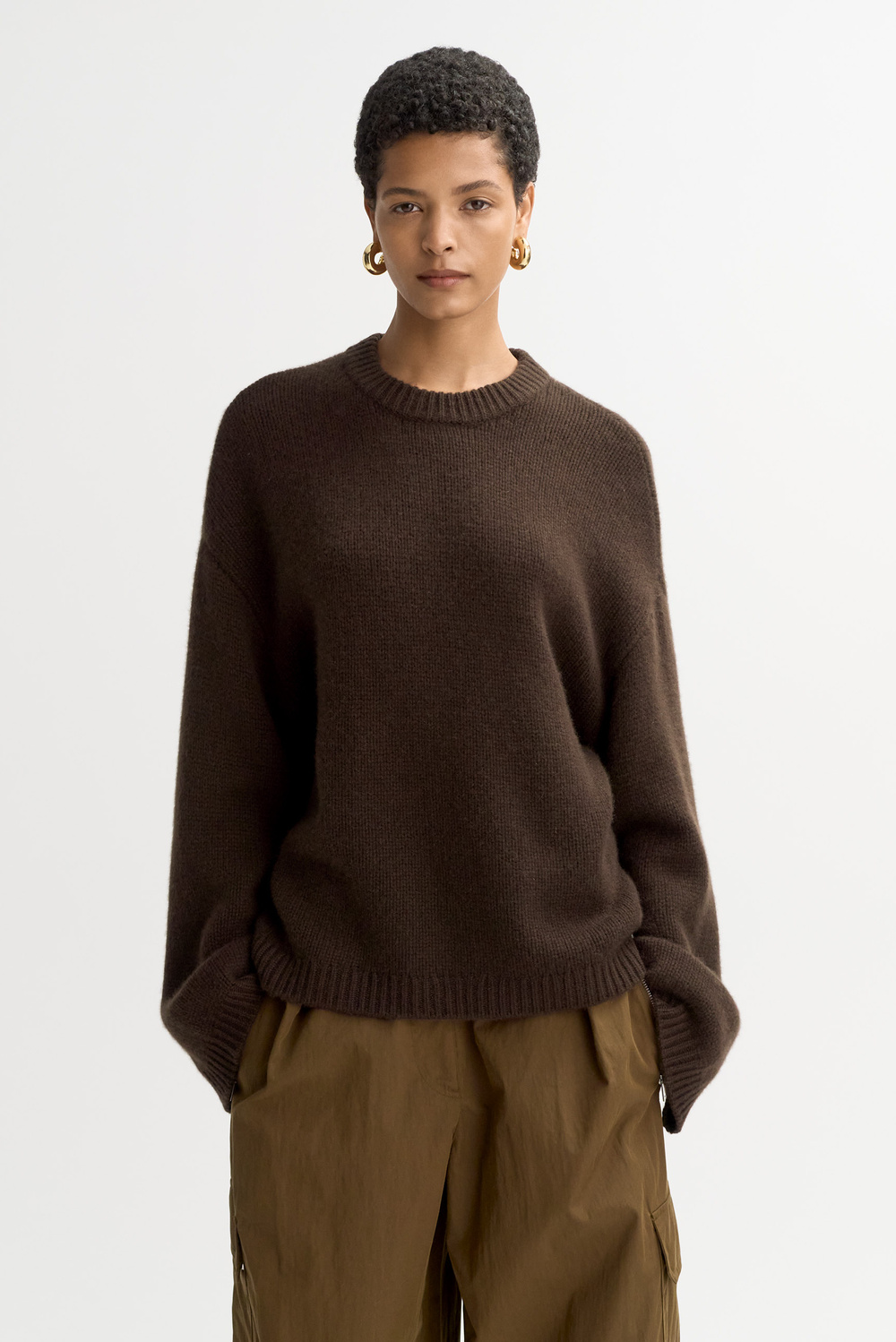 Chunky crewneck - Crewnecks - Greige | Soft Goat