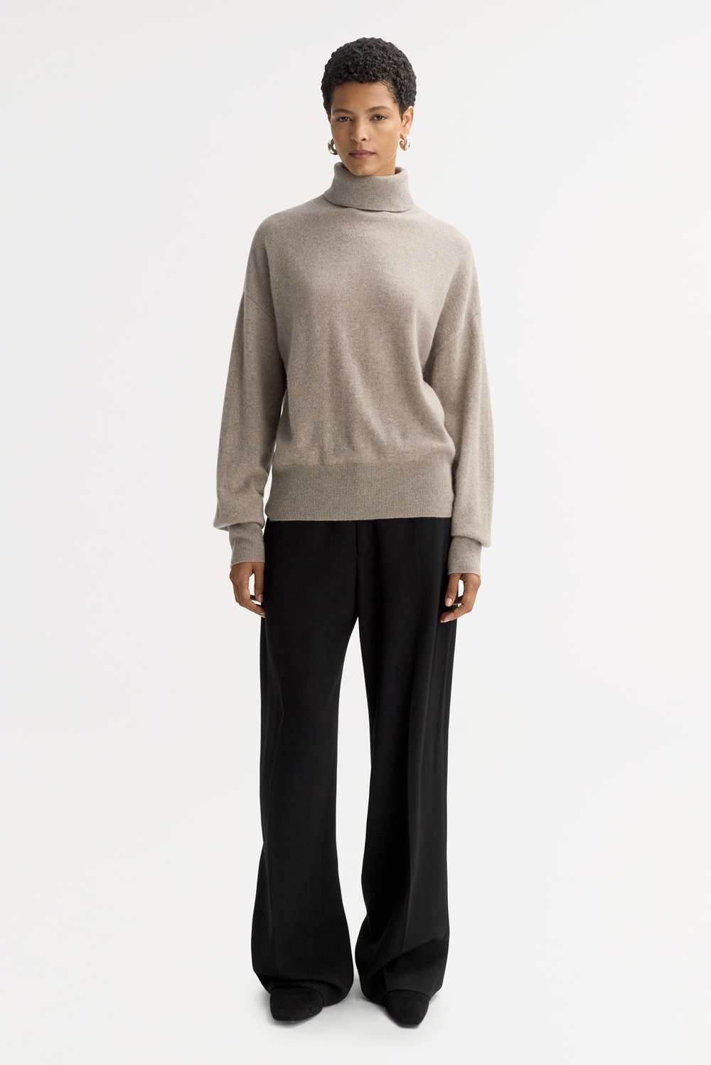 Regular fit turtleneck - Products - Greige | Soft Goat
