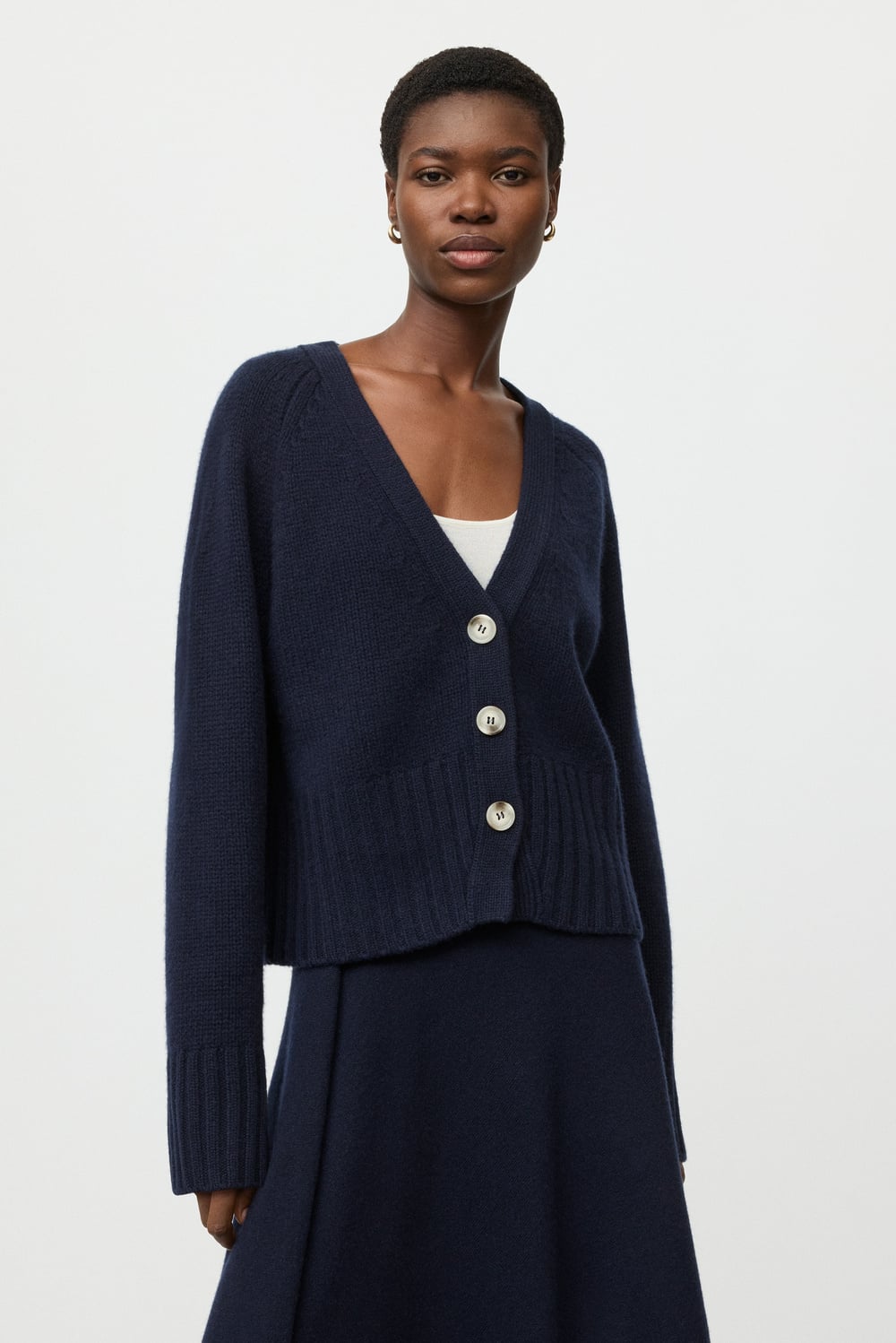 V-neck cardigan - Cardigans - Chalk | Soft Goat