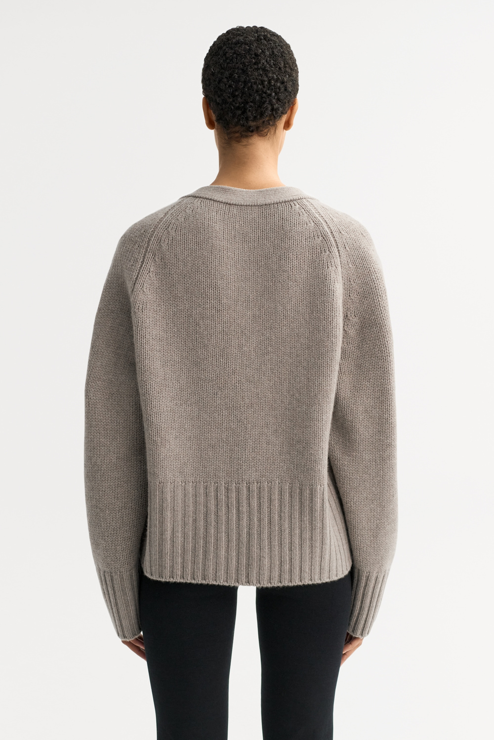 V-neck cardigan - Cardigans - Greige | Soft Goat