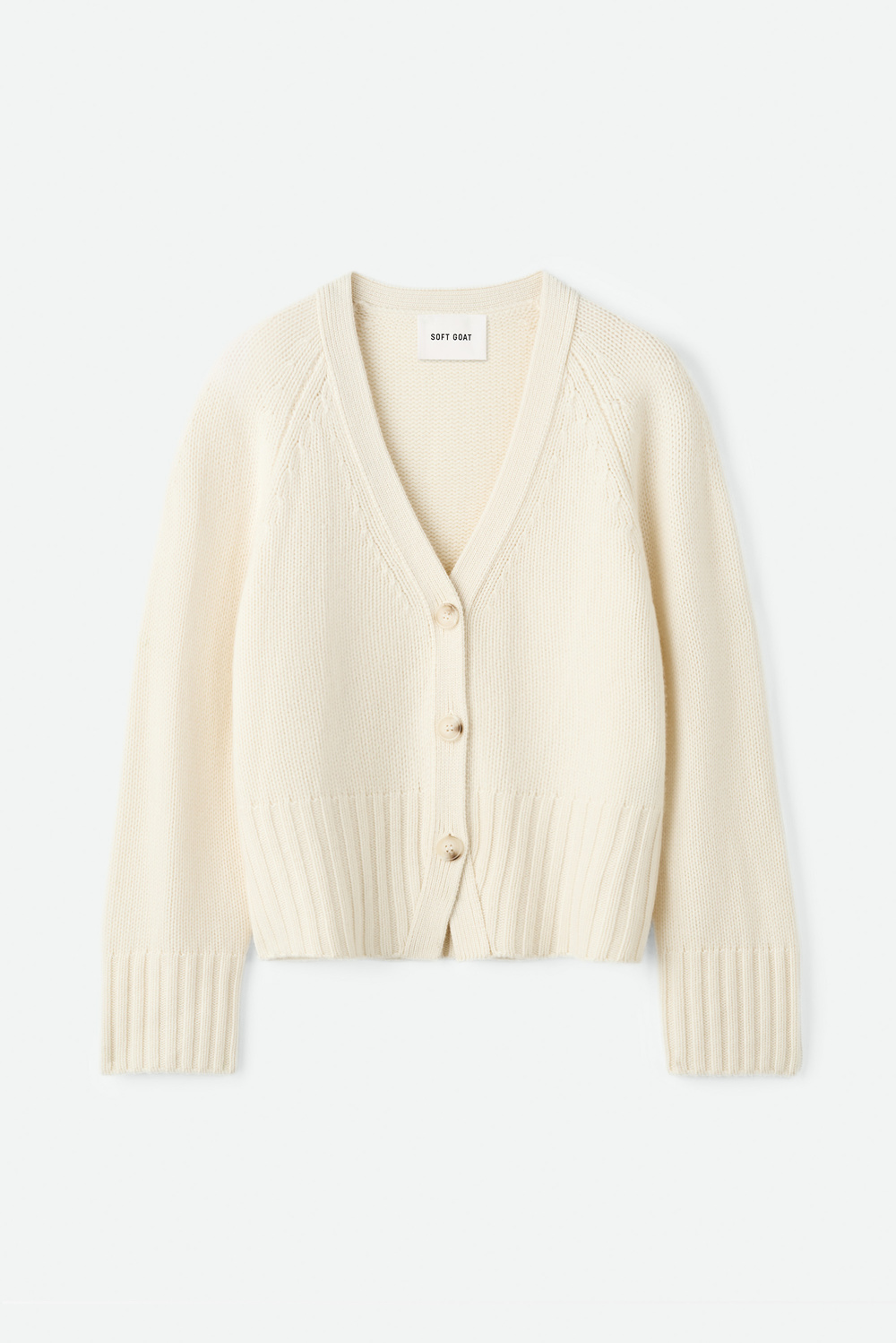 V-neck cardigan - Cardigans - Chalk | Soft Goat