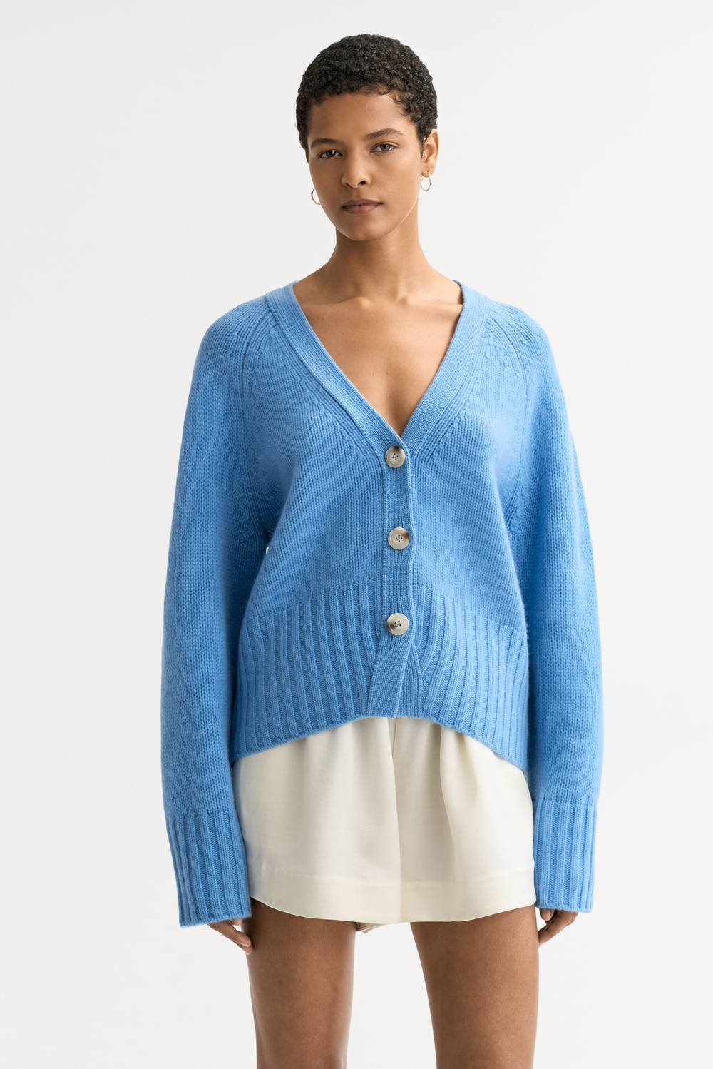 V-neck cardigan - Cardigans - Greige | Soft Goat