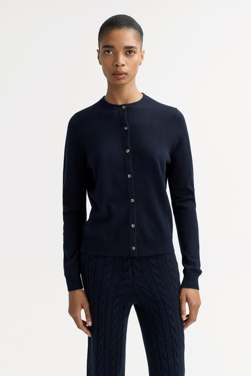 ◆SATUR◆ W Bluff Raccoon Collar Knit Cardigan Navy SA243WKC MUSINSA | SATUR (W) Bluff Raccoon Collar Knit Cardigan Navy