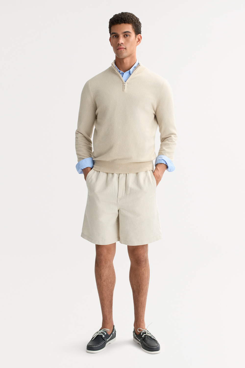 Men's Half Zip - Zipper - Greige | Soft Goat