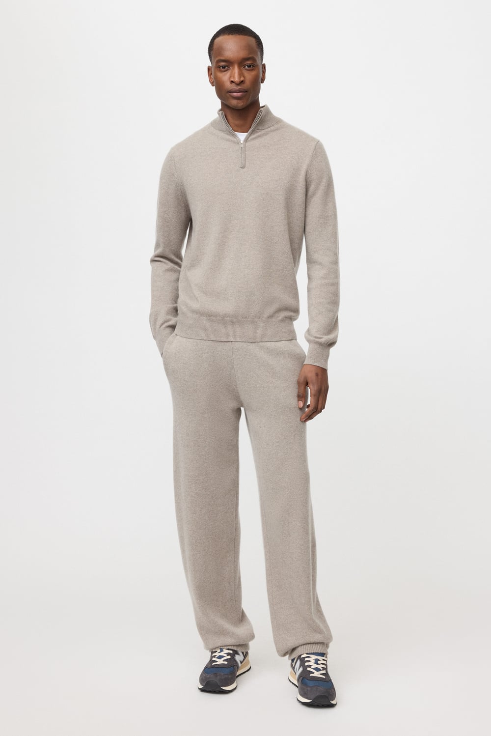 Men's Half Zip - Zipper - Greige | Soft Goat