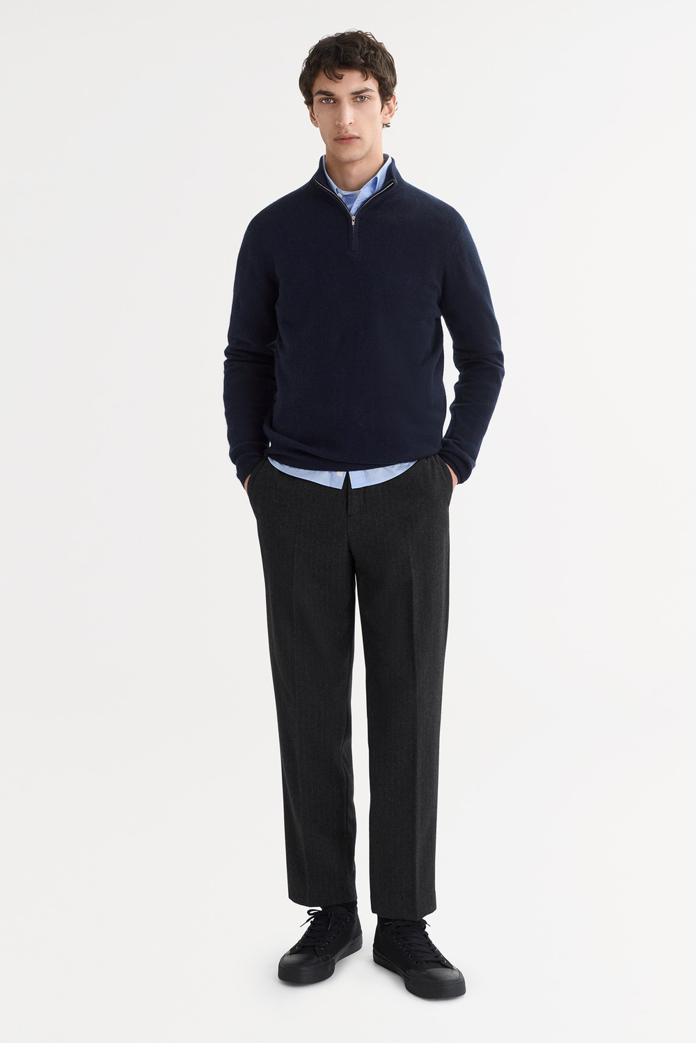 【riAndco】[M] Goat Half Zip-up Goat Half Zip-up Navy - riandco | 60% - Asian Fashion Online