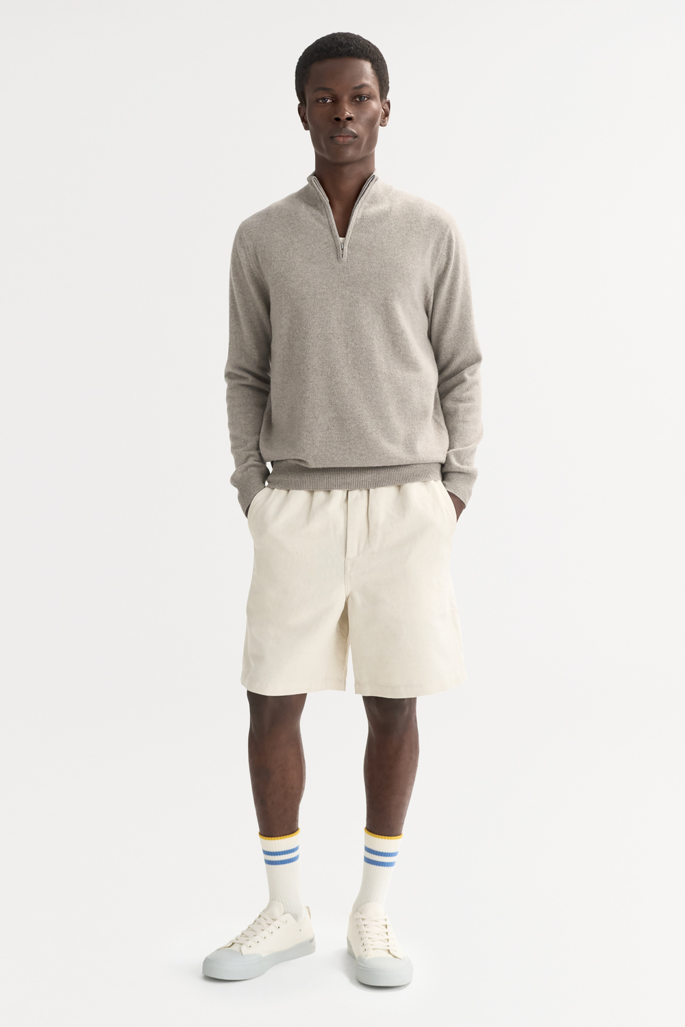 Men's Half Zip - Zipper - Greige | Soft Goat