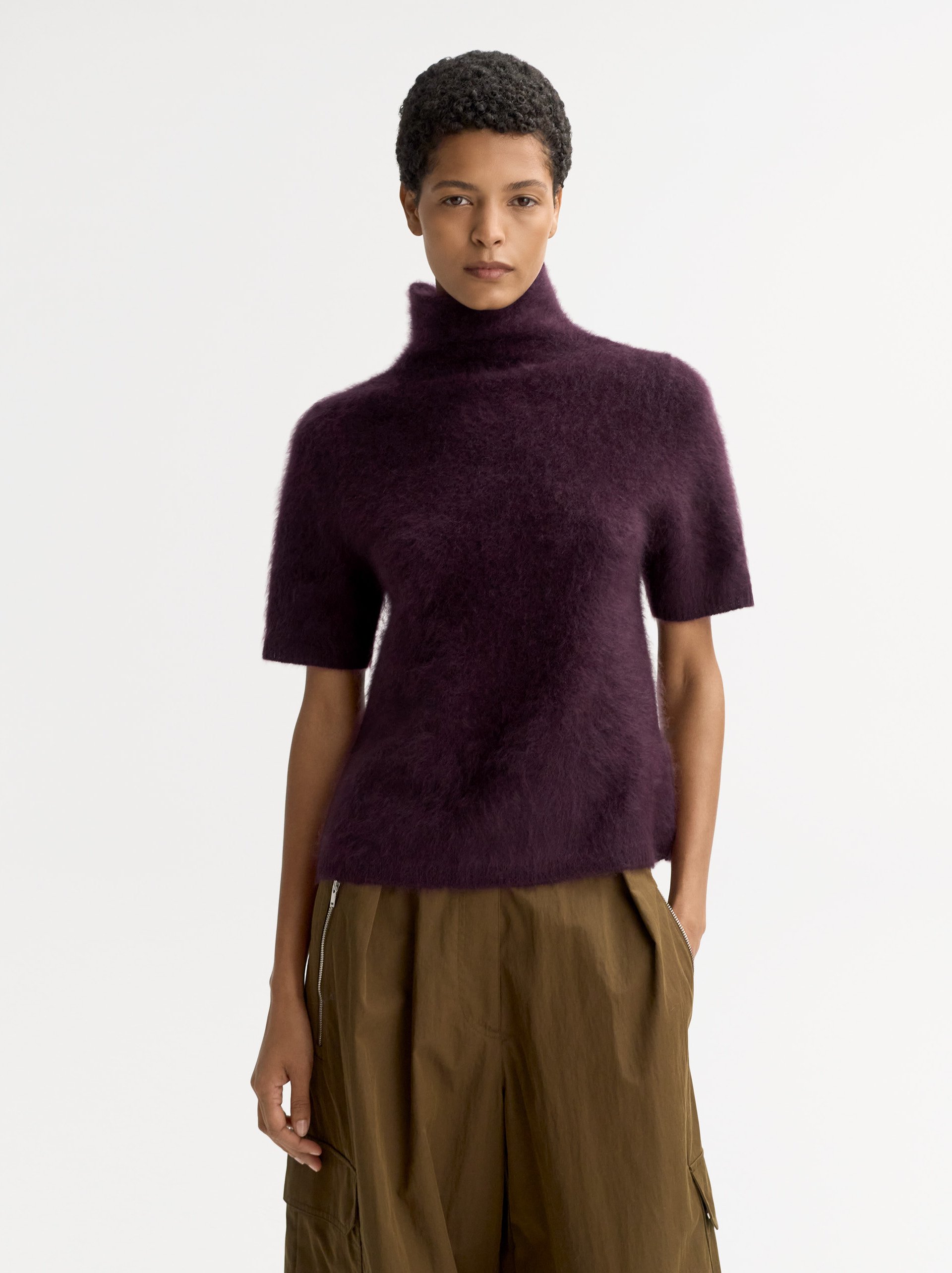 Brushed short sleeve turtleneck Midnight Plum 2