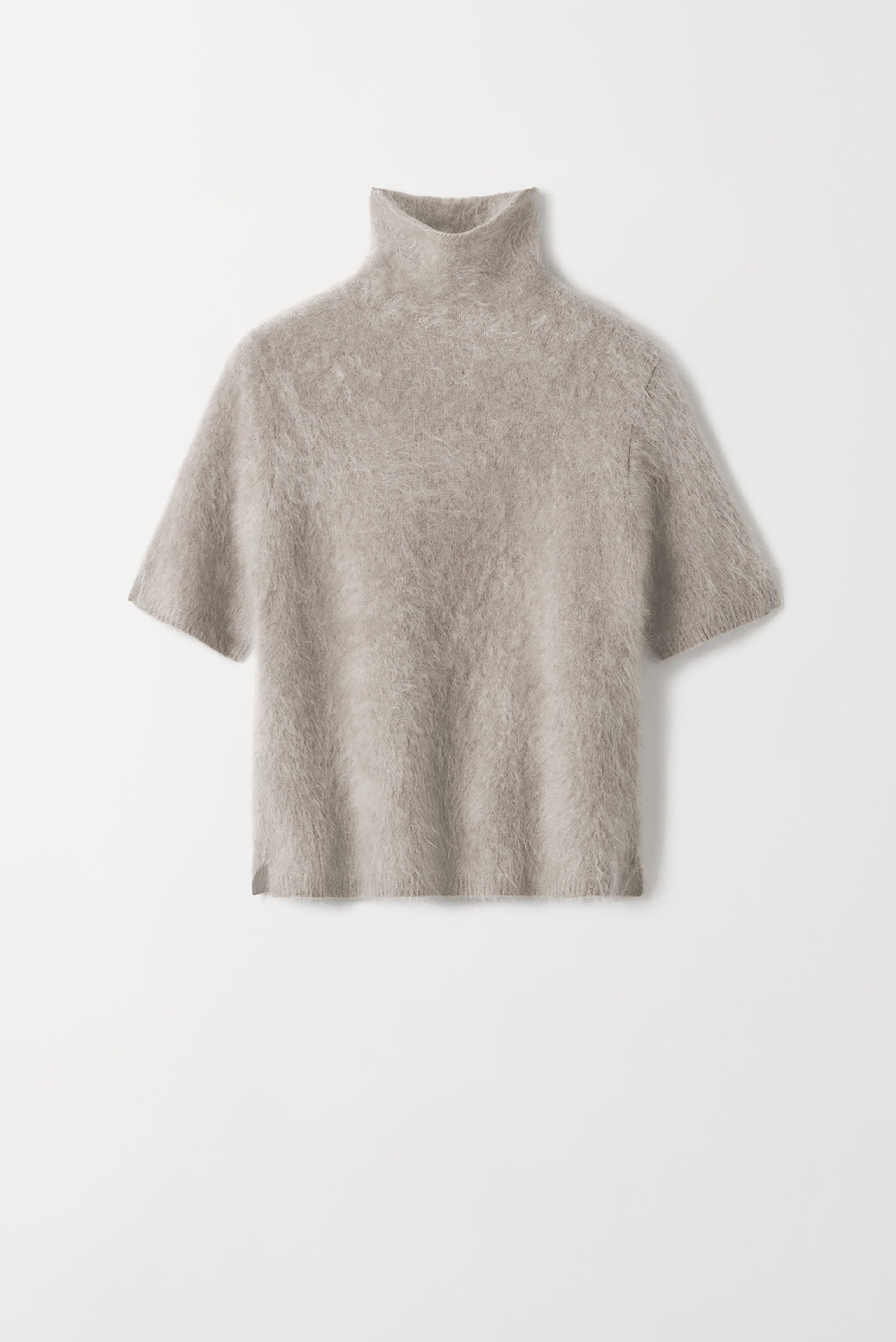 Brushed short sleeve turtleneck Greige 1